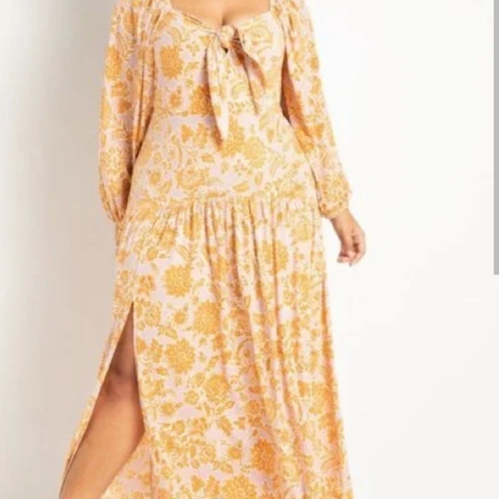 Eloquii Yellow Floral Maxi Dress